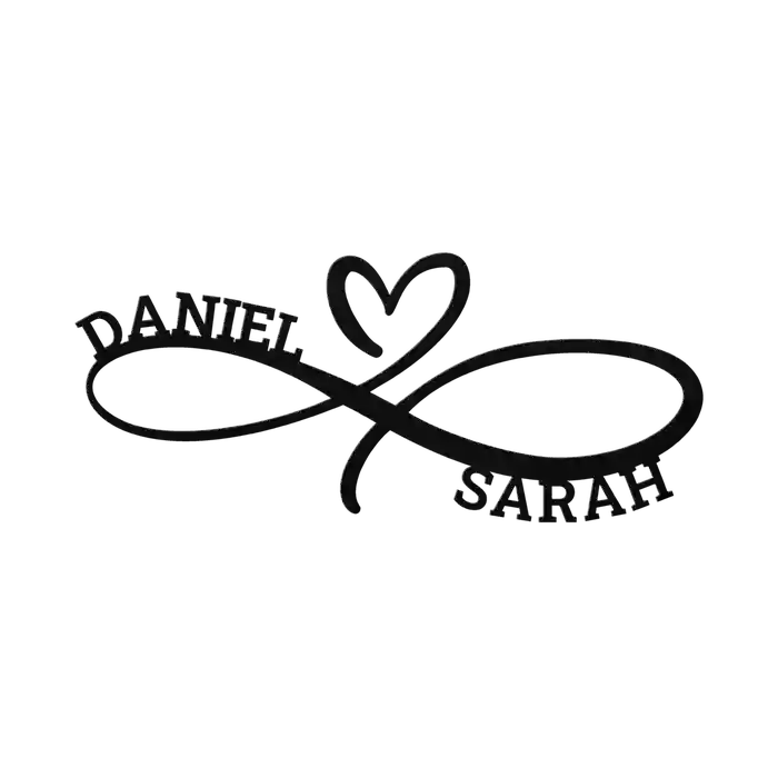 Daniel & Sarah Infinity Heart Metal Sign