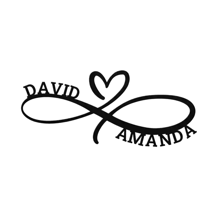 David & Amanda Infinity Heart Metal Sign