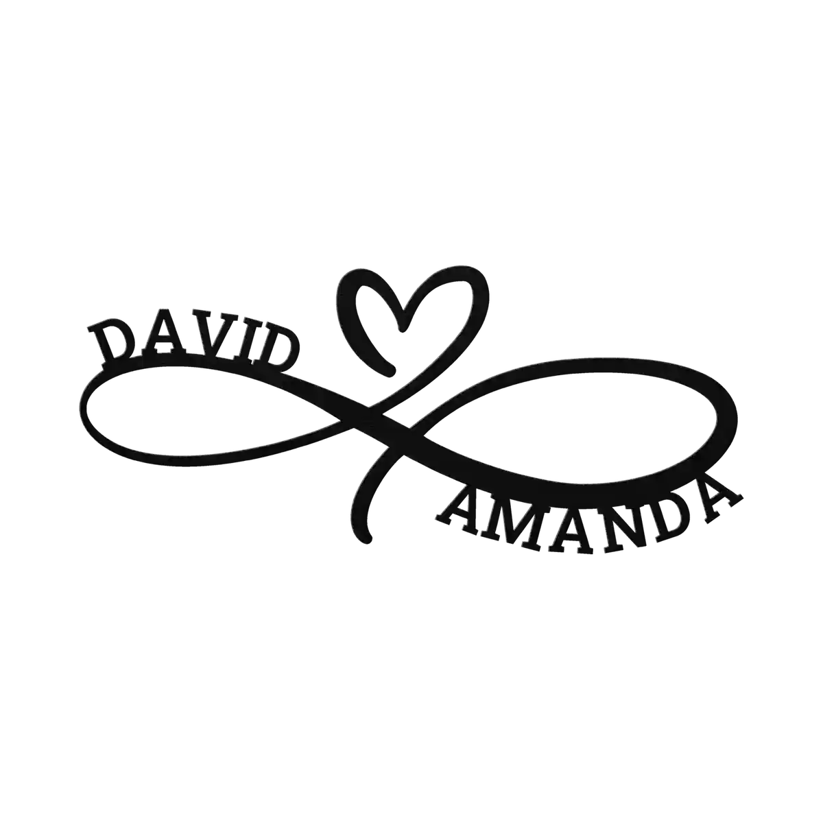 David & Amanda Infinity Heart Metal Sign