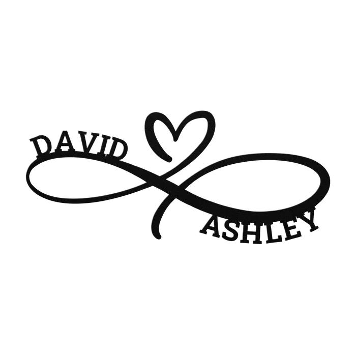 David & Ashley Infinity Heart Metal Sign