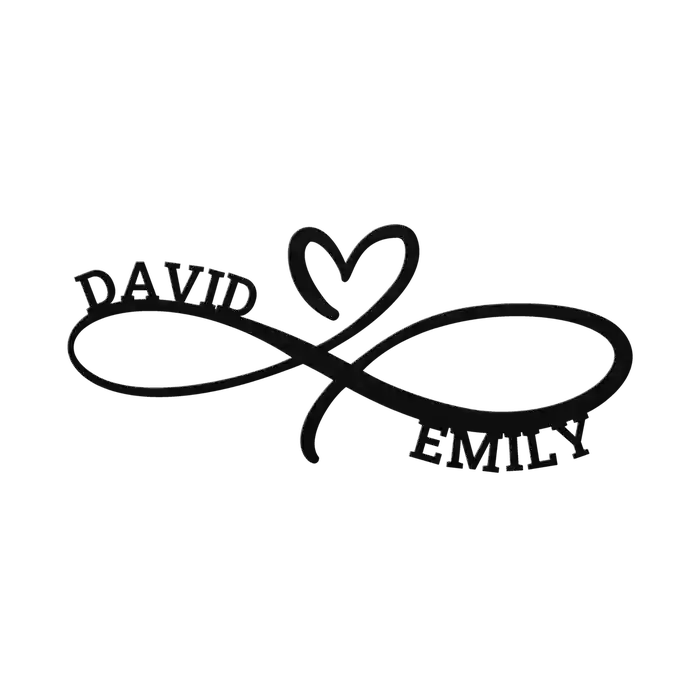 David & Emily Infinity Heart Metal Sign