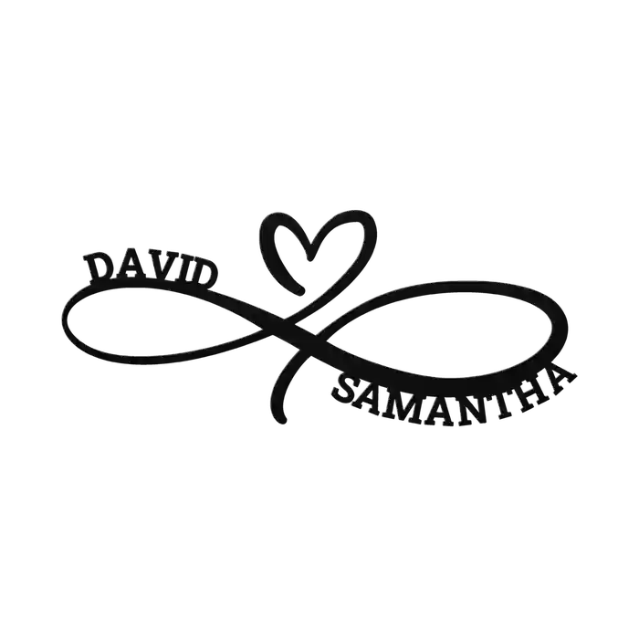 David & Samantha Infinity Heart Metal Sign