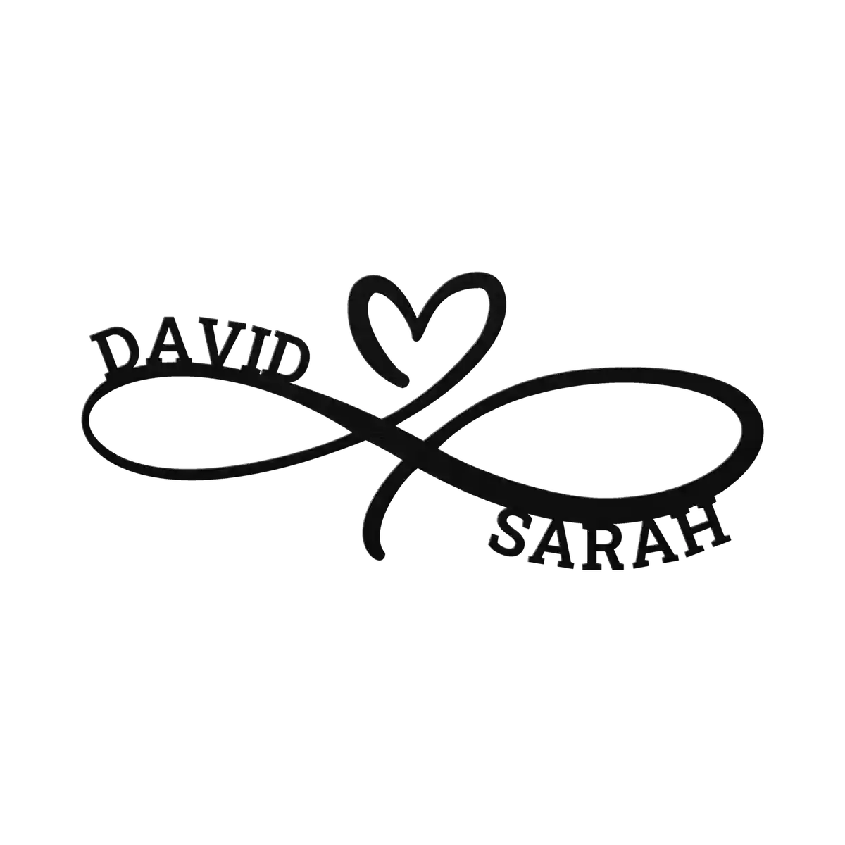 David & Sarah Infinity Heart Metal Sign