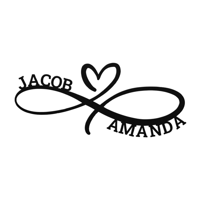 Jacob & Amanda Infinity Heart Metal Sign