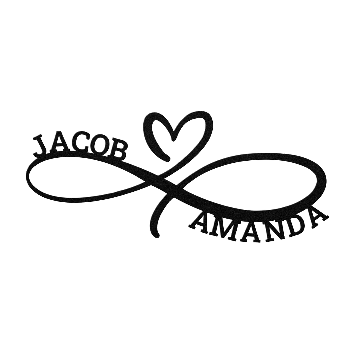 Jacob & Amanda Infinity Heart Metal Sign