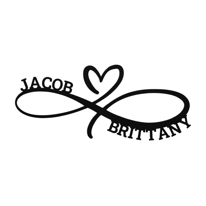 Jacob & Brittany Infinity Heart Metal Sign