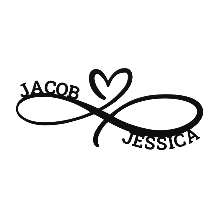 Jacob & Jessica Infinity Heart Metal Sign
