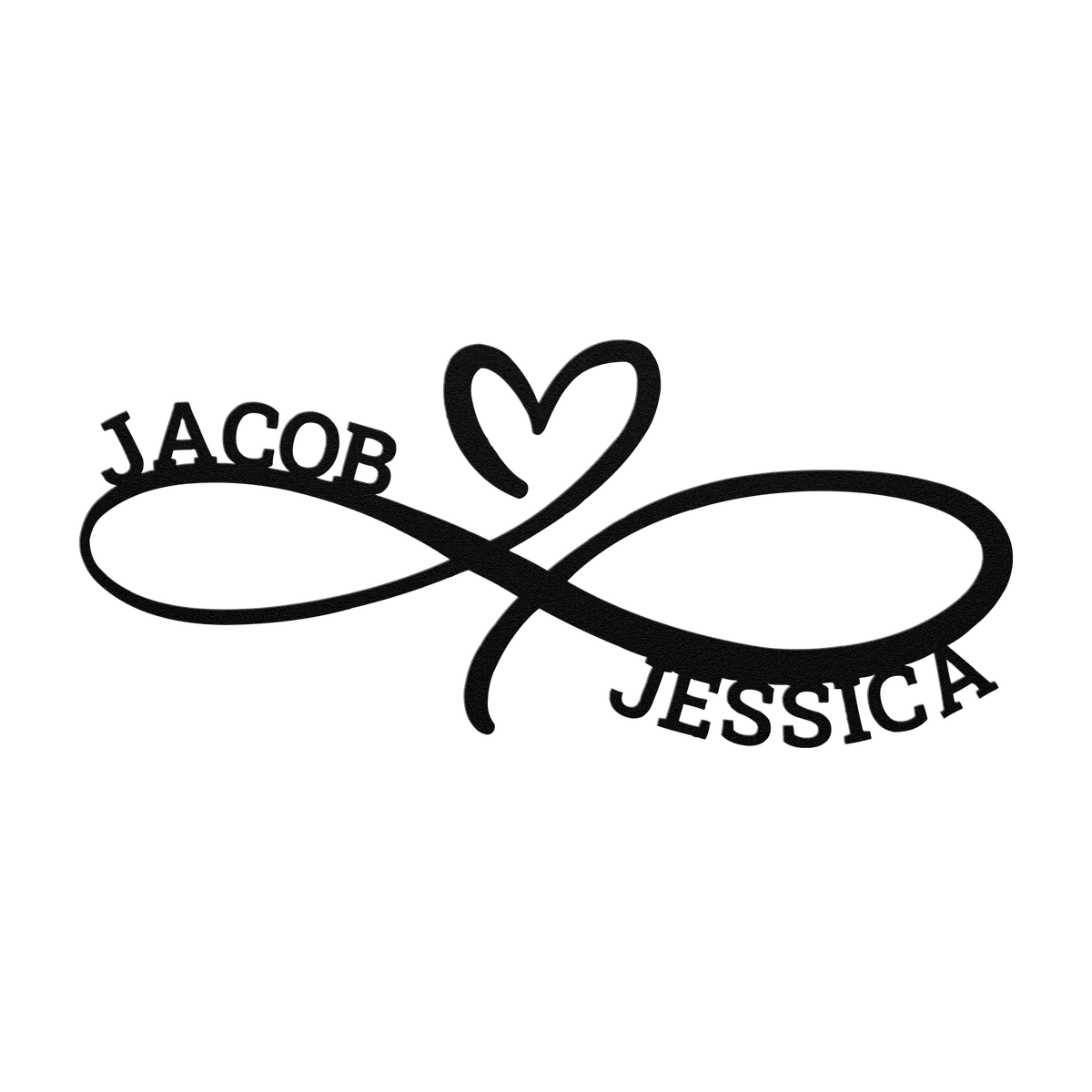Jacob & Jessica Infinity Heart Metal Sign