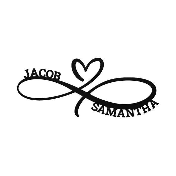 Jacob & Samantha Infinity Heart Metal Sign