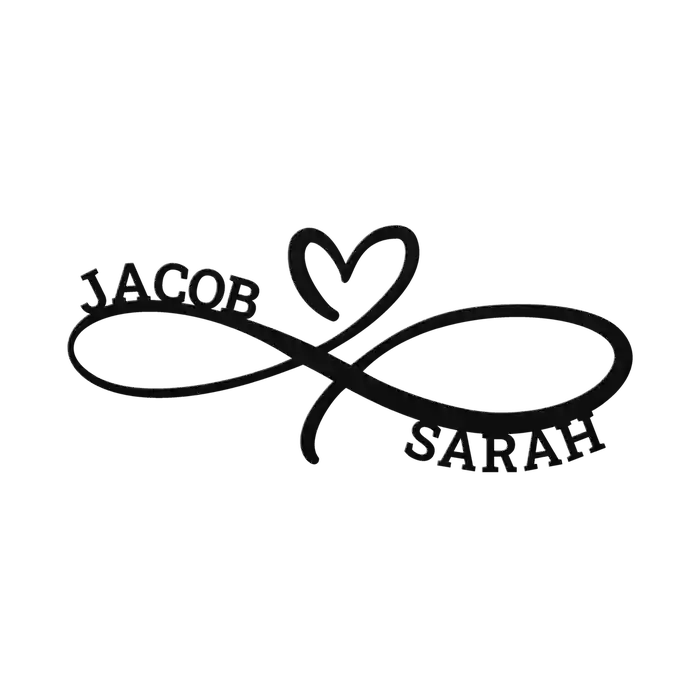Jacob & Sarah Infinity Heart Metal Sign