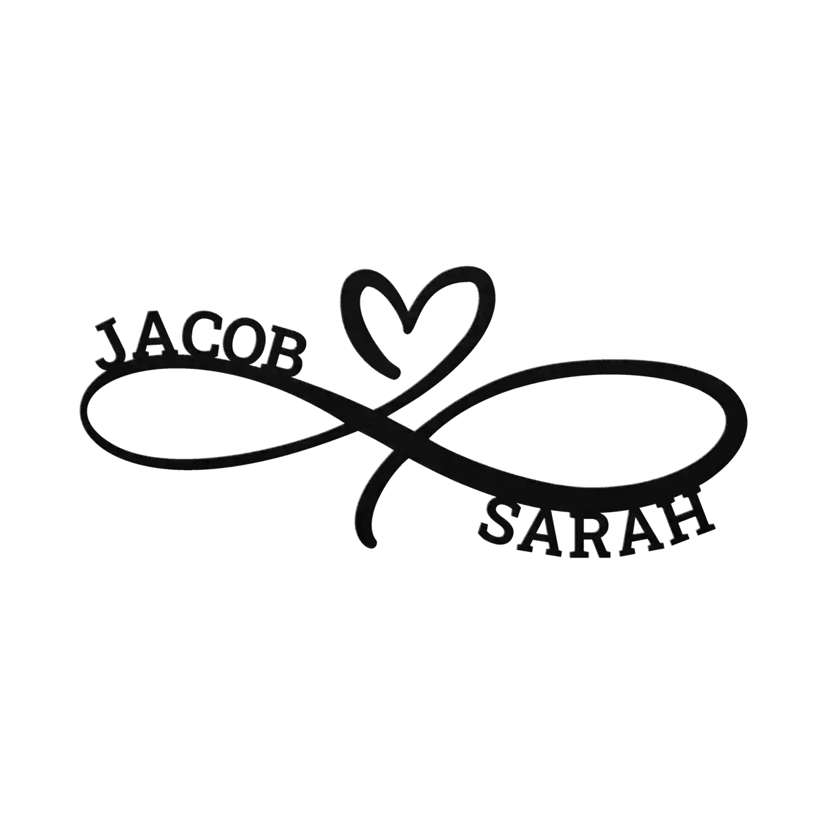 Jacob & Sarah Infinity Heart Metal Sign