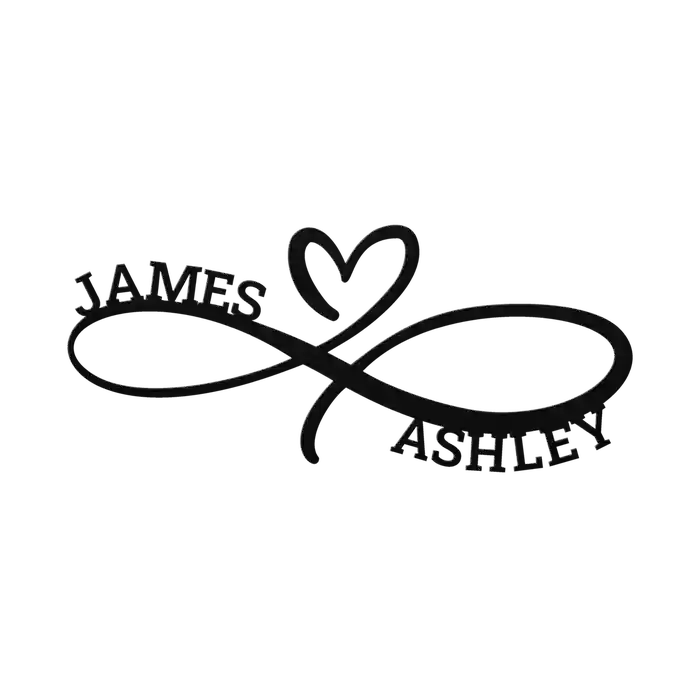 James & Ashley Infinity Heart Metal Sign