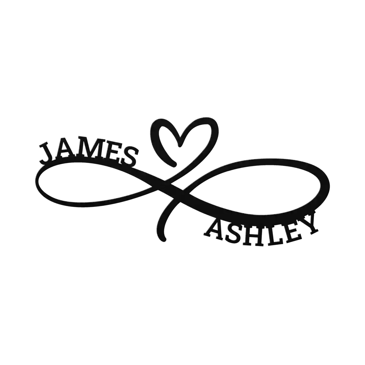James & Ashley Infinity Heart Metal Sign