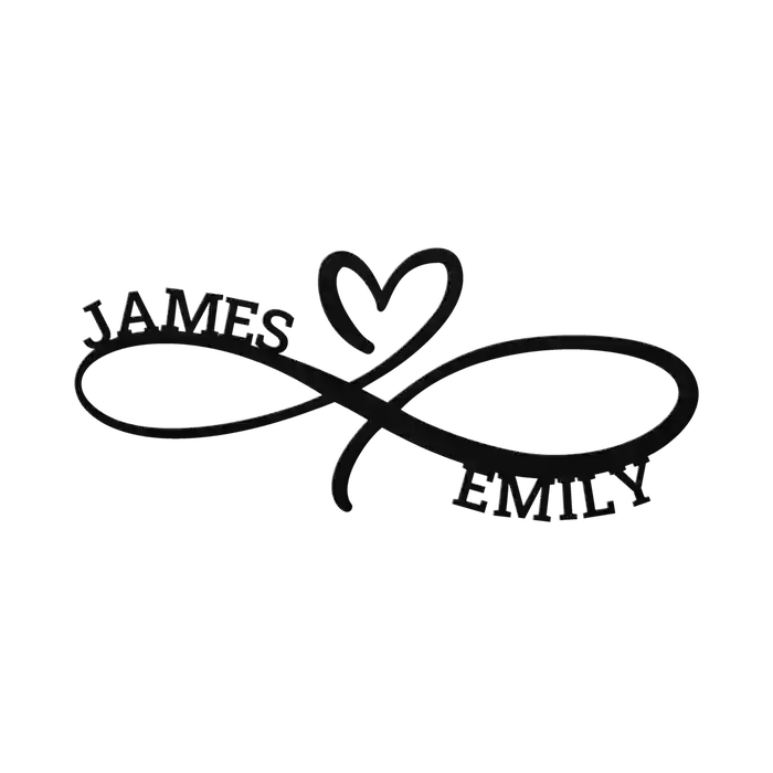 James & Emily Infinity Heart Metal Sign