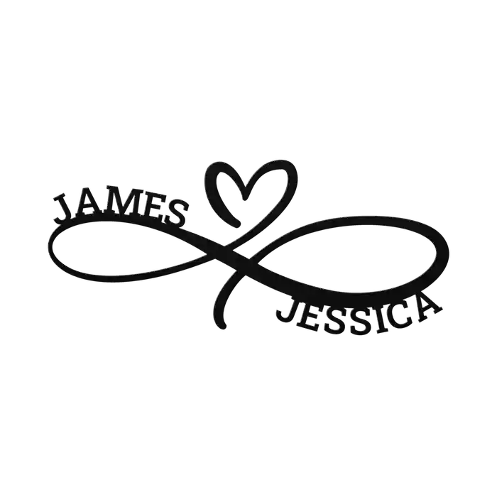 James & Jessica Infinity Heart Metal Sign