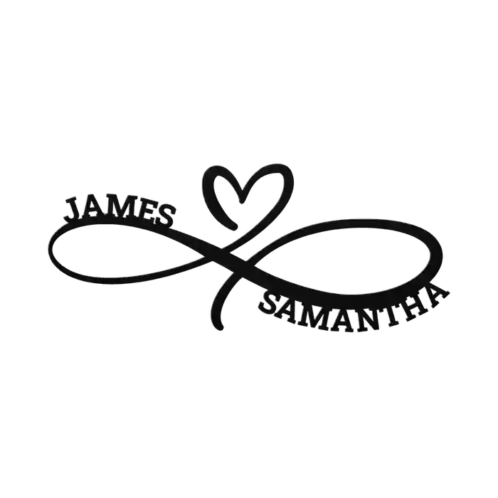 James & Samantha Infinity Heart Metal Sign