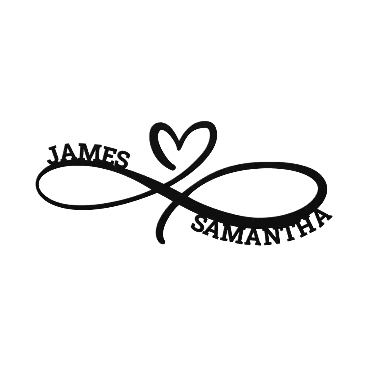 James & Samantha Infinity Heart Metal Sign