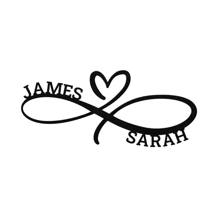 James & Sarah Infinity Heart Metal Sign