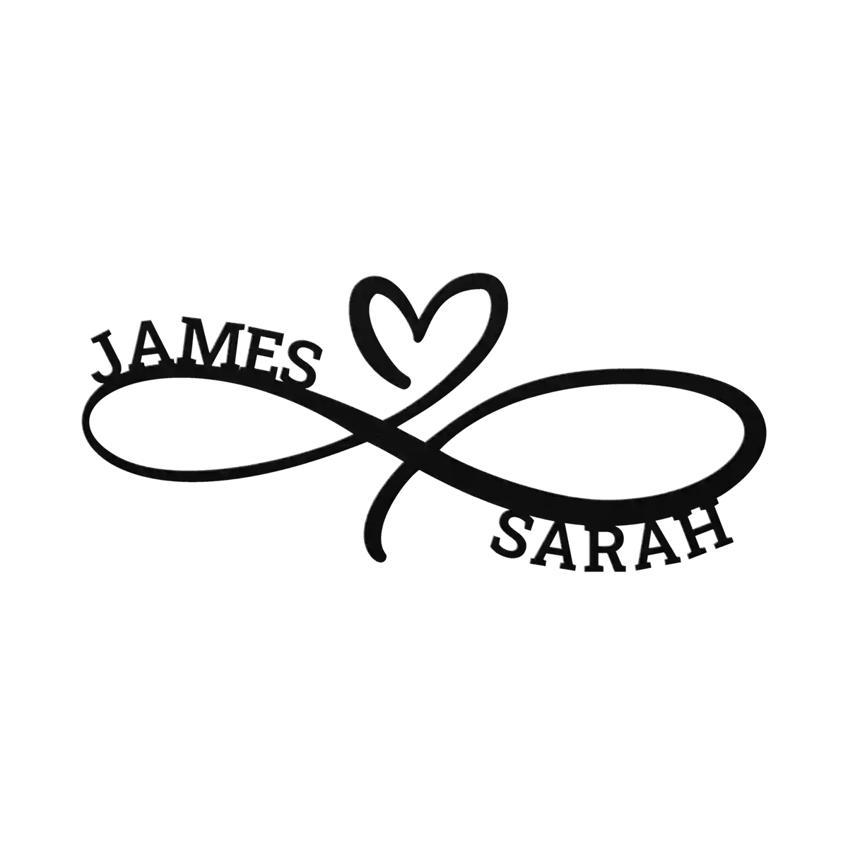 James & Sarah Infinity Heart Metal Sign