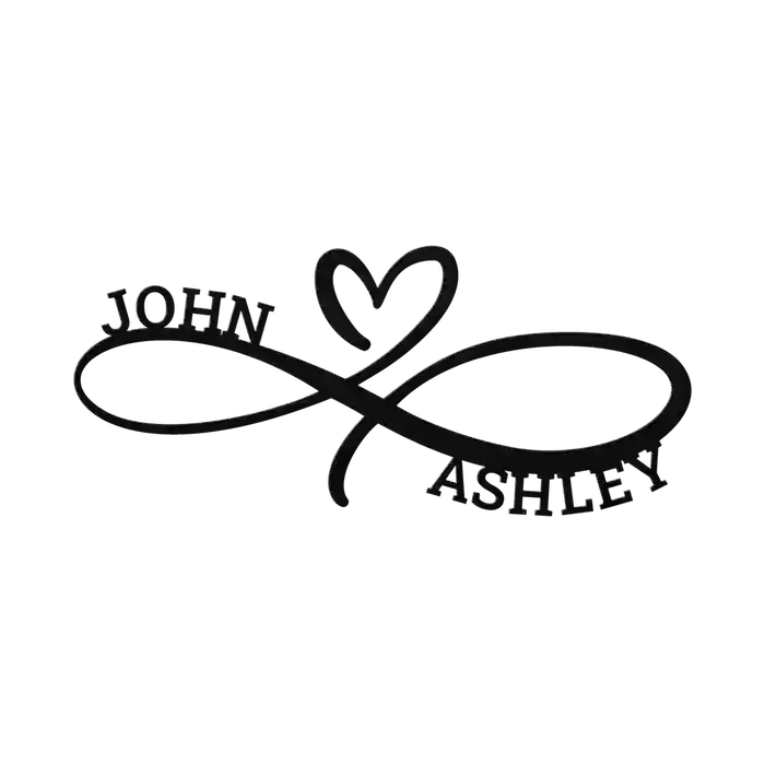 John & Ashley Infinity Heart Metal Sign