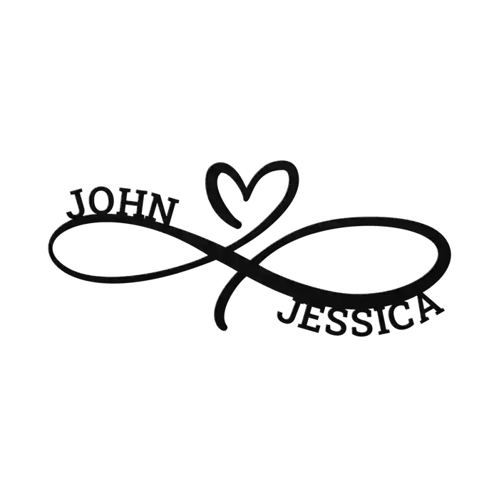 John & Jessica Infinity Heart Metal Sign