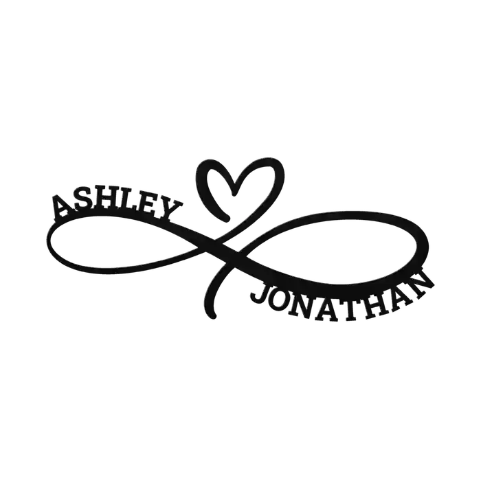 Jonathan & Ashley Infinity Heart Metal Sign