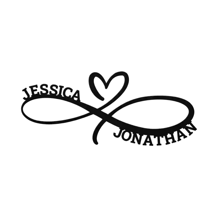 Jonathan & Jessica Infinity Heart Metal Sign