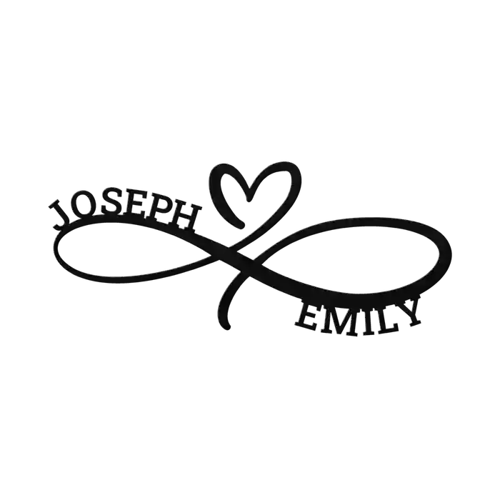 Joseph & Emily Infinity Heart Metal Sign