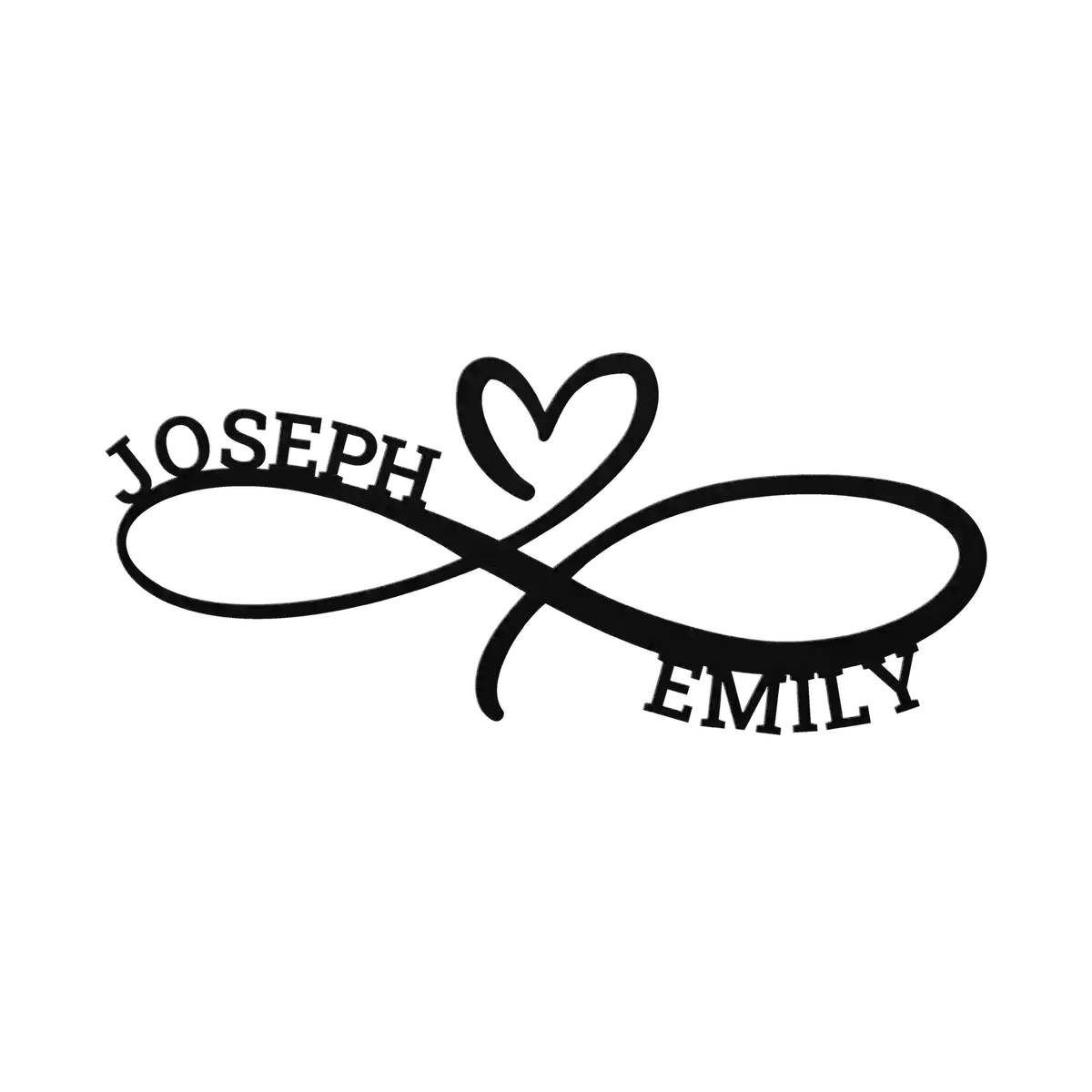 Joseph & Emily Infinity Heart Metal Sign