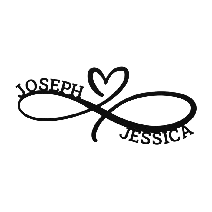 Joseph & Jessica Infinity Heart Metal Sign