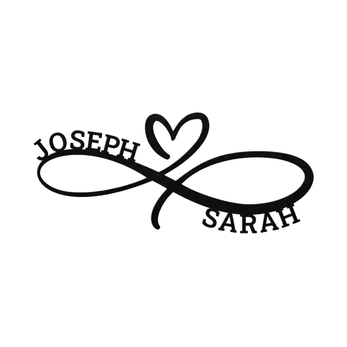 Joseph & Sarah Infinity Heart Metal Sign