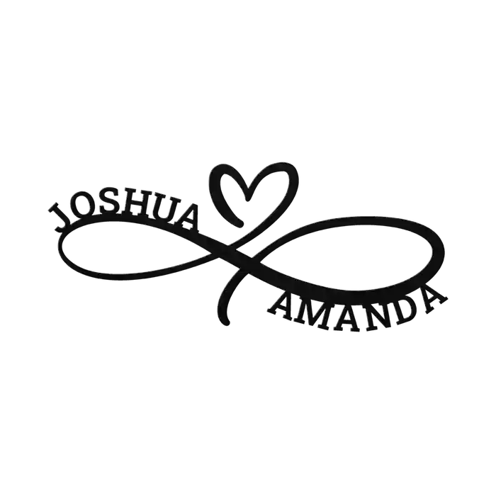 Joshua & Amanda Infinity Heart Metal Sign