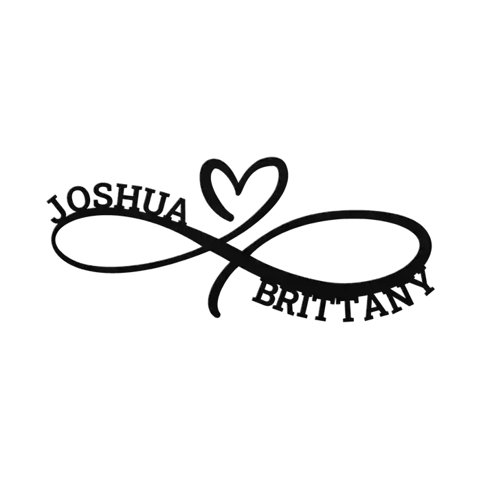 Joshua & Brittany Infinity Heart Metal Sign