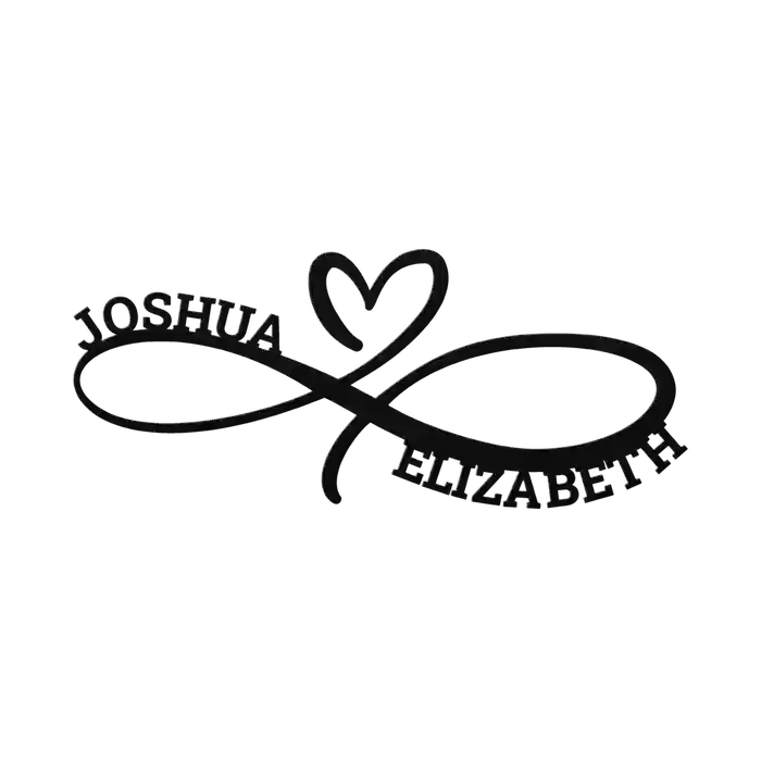 Joshua & Elizabeth Infinity Heart Metal Sign