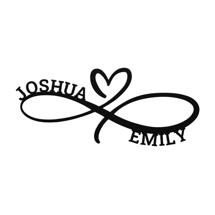 Joshua & Emily Infinity Heart Metal Sign