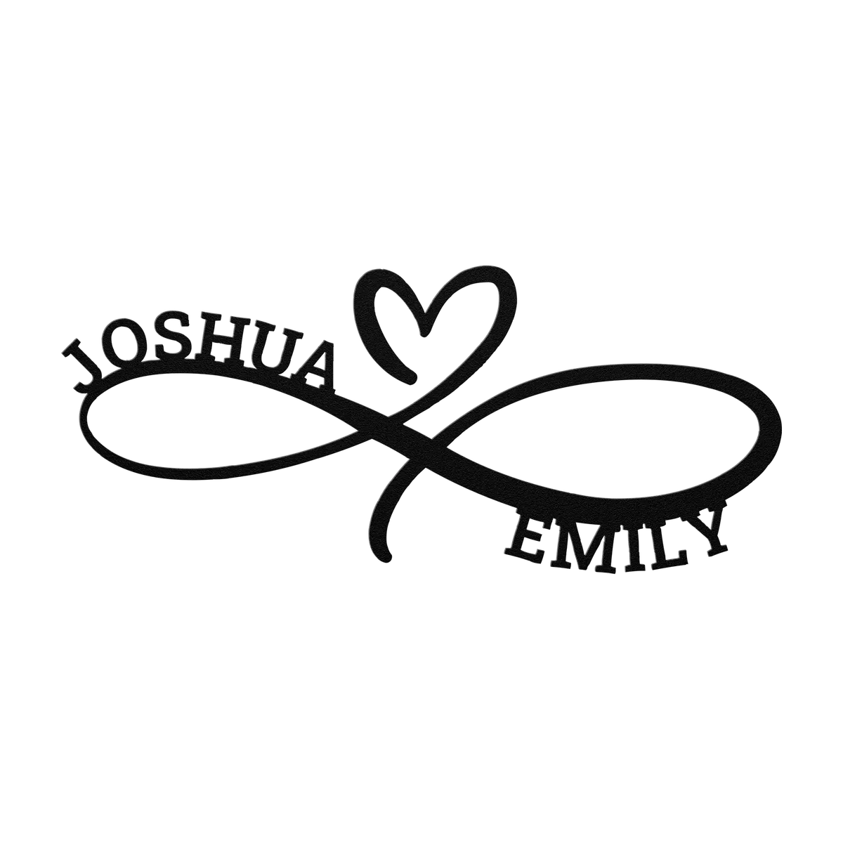 Joshua & Emily Infinity Heart Metal Sign