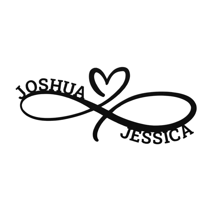 Joshua & Jessica Infinity Heart Metal Sign