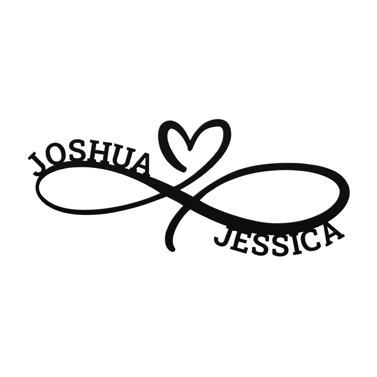 Joshua & Jessica Infinity Heart Metal Sign