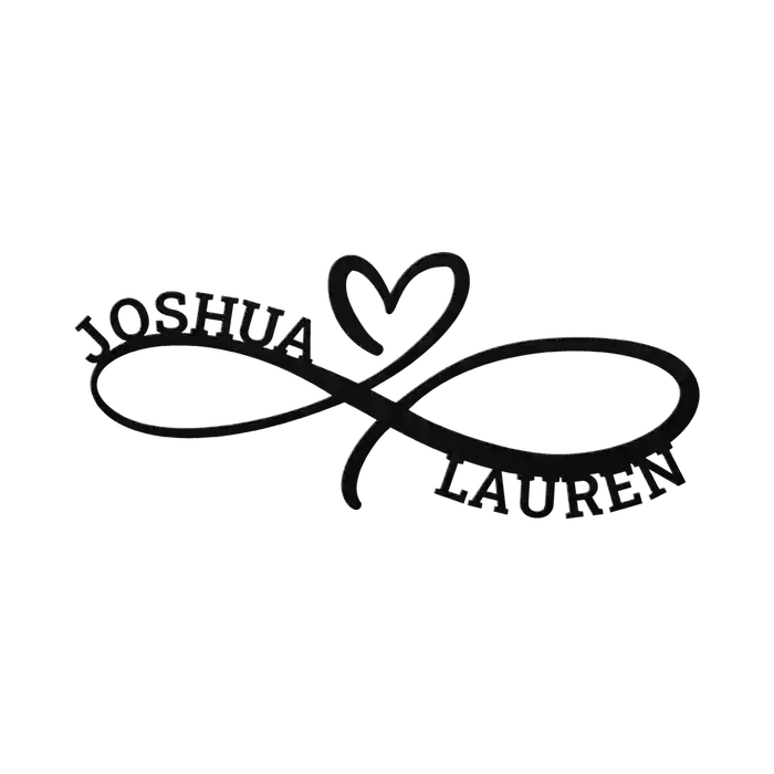 Joshua & Lauren Infinity Heart Metal Sign