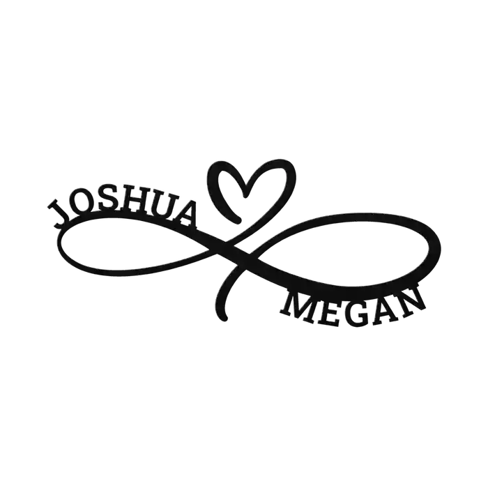 Joshua & Megan Infinity Heart Metal Sign