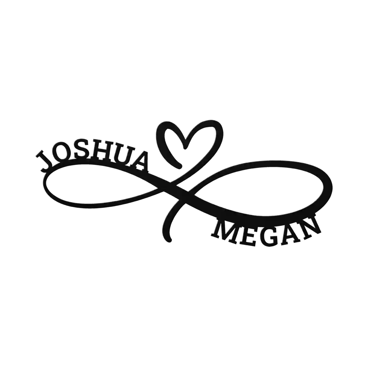 Joshua & Megan Infinity Heart Metal Sign