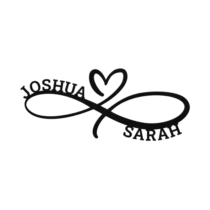 Joshua & Sarah Infinity Heart Metal Sign