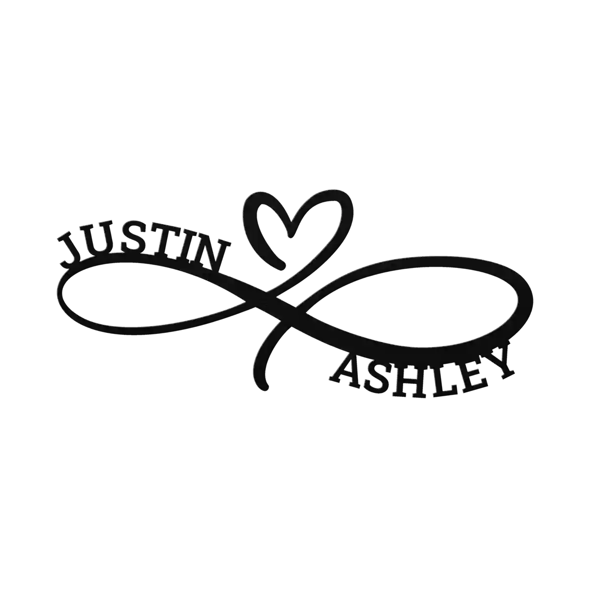 Justin & Ashley Infinity Heart Metal Sign