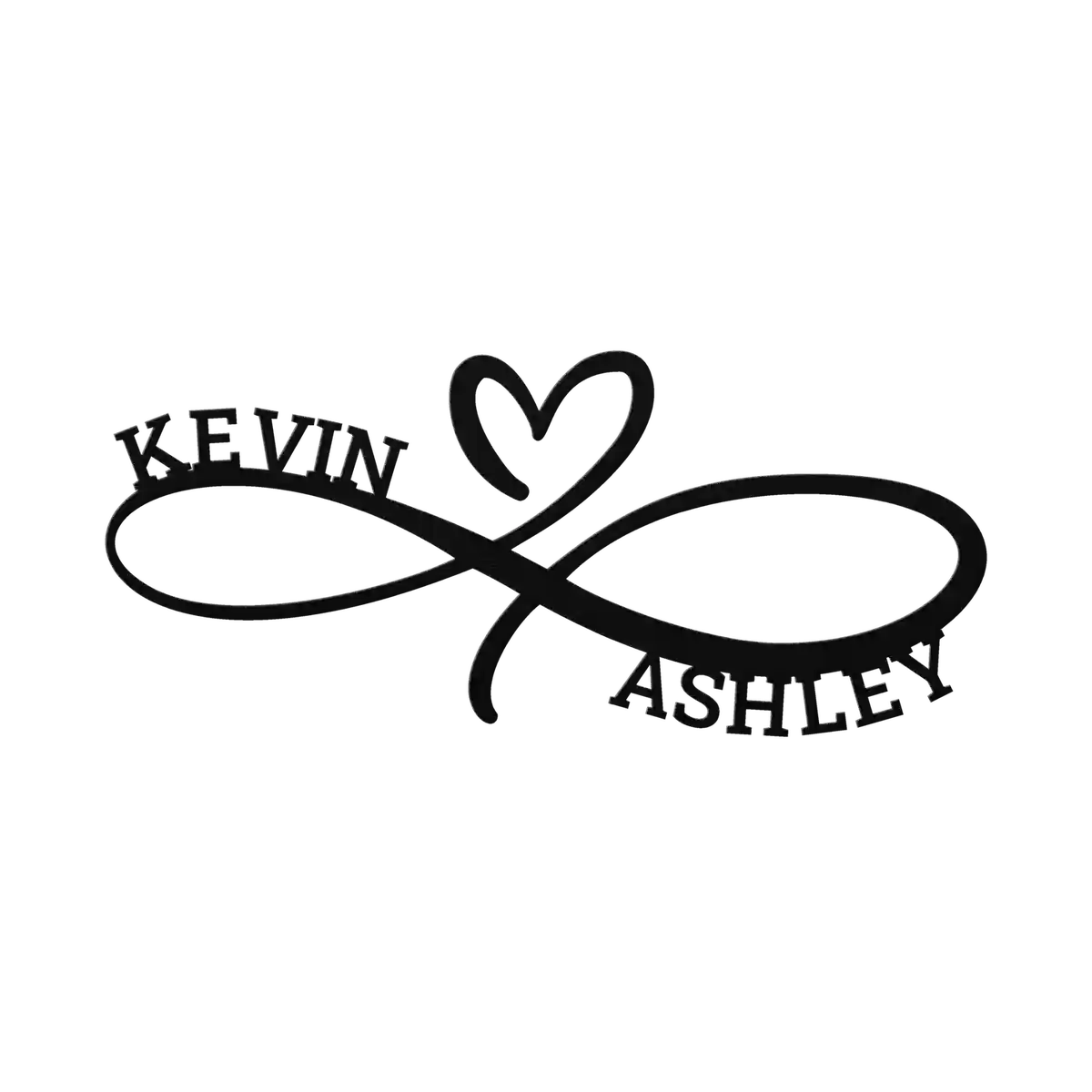 Kevin & Ashley Infinity Heart Metal Sign