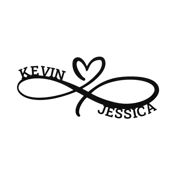 Kevin & Jessica Infinity Heart Metal Sign