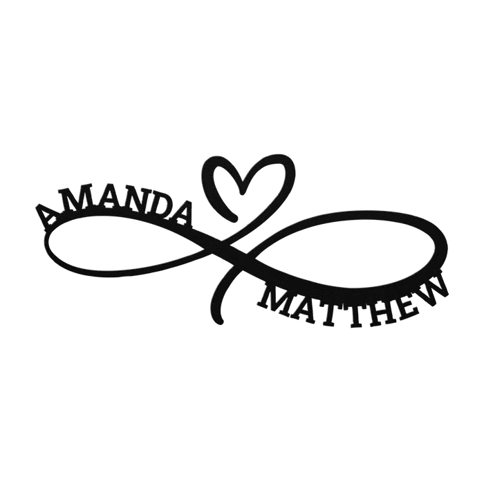 Matthew & Amanda Infinity Heart Metal Sign