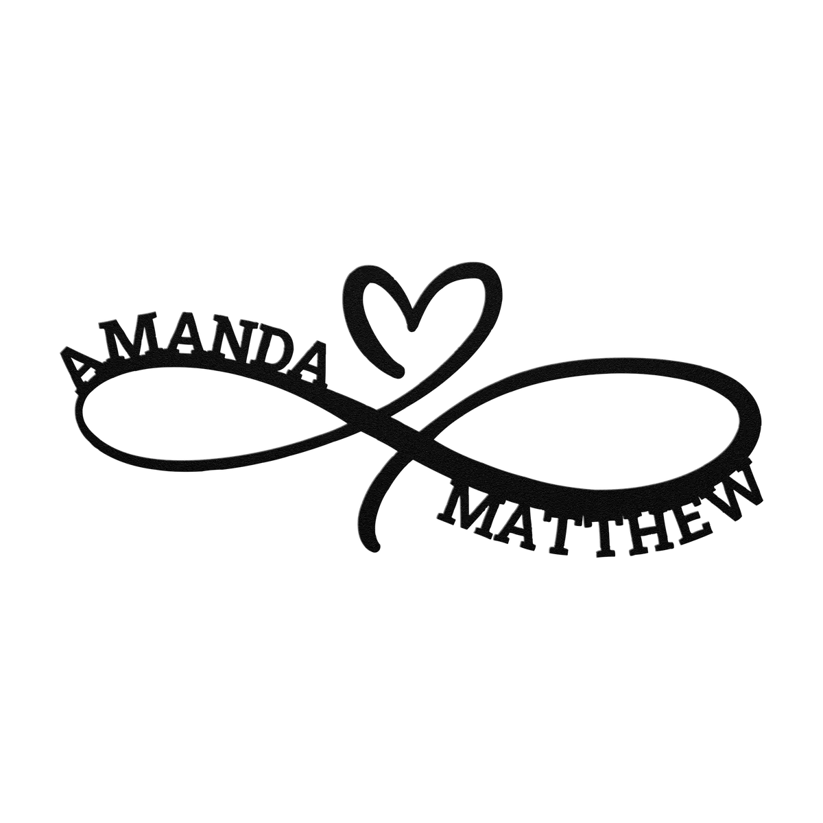 Matthew & Amanda Infinity Heart Metal Sign