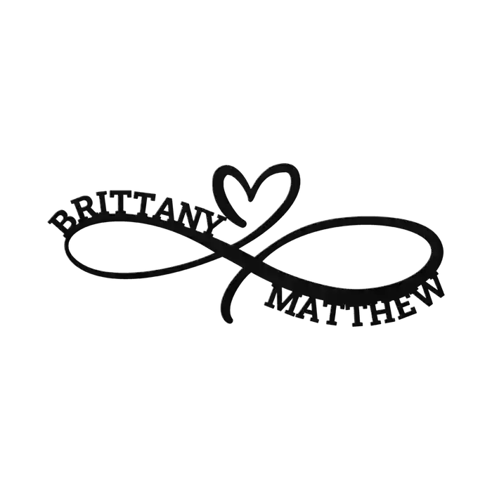Matthew & Brittany Infinity Heart Metal Sign