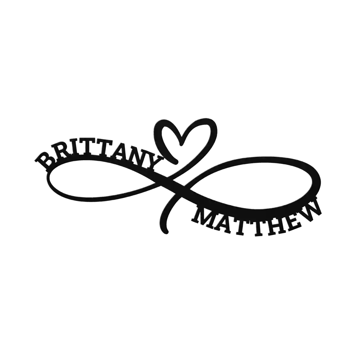 Matthew & Brittany Infinity Heart Metal Sign