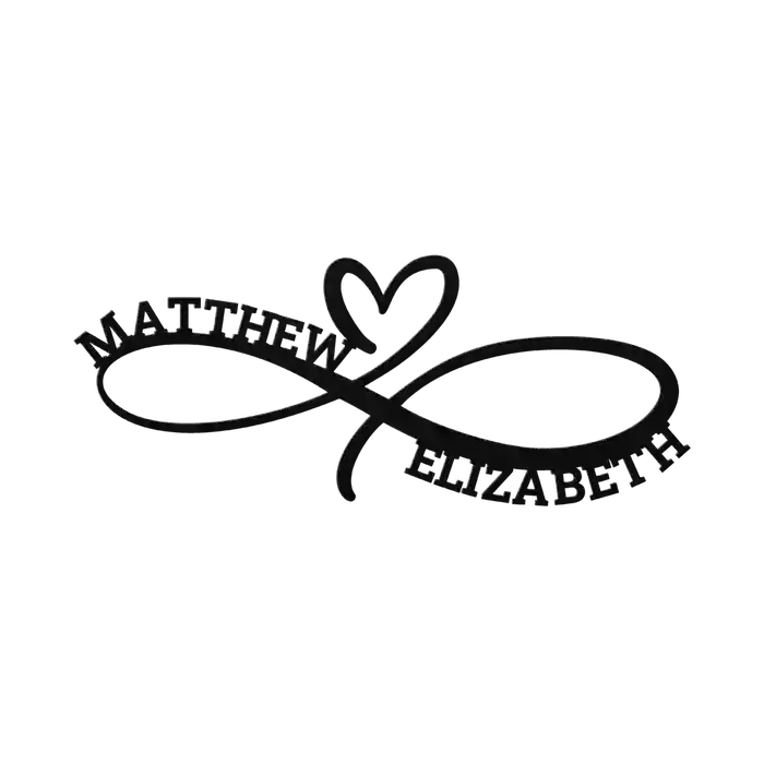 Matthew & Elizabeth Infinity Heart Metal Sign